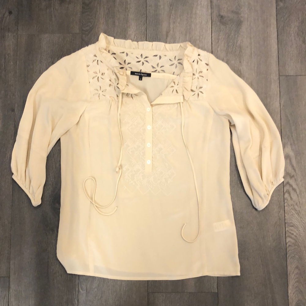 Nanette Lepore Tan Silk Peasant Top, size 6